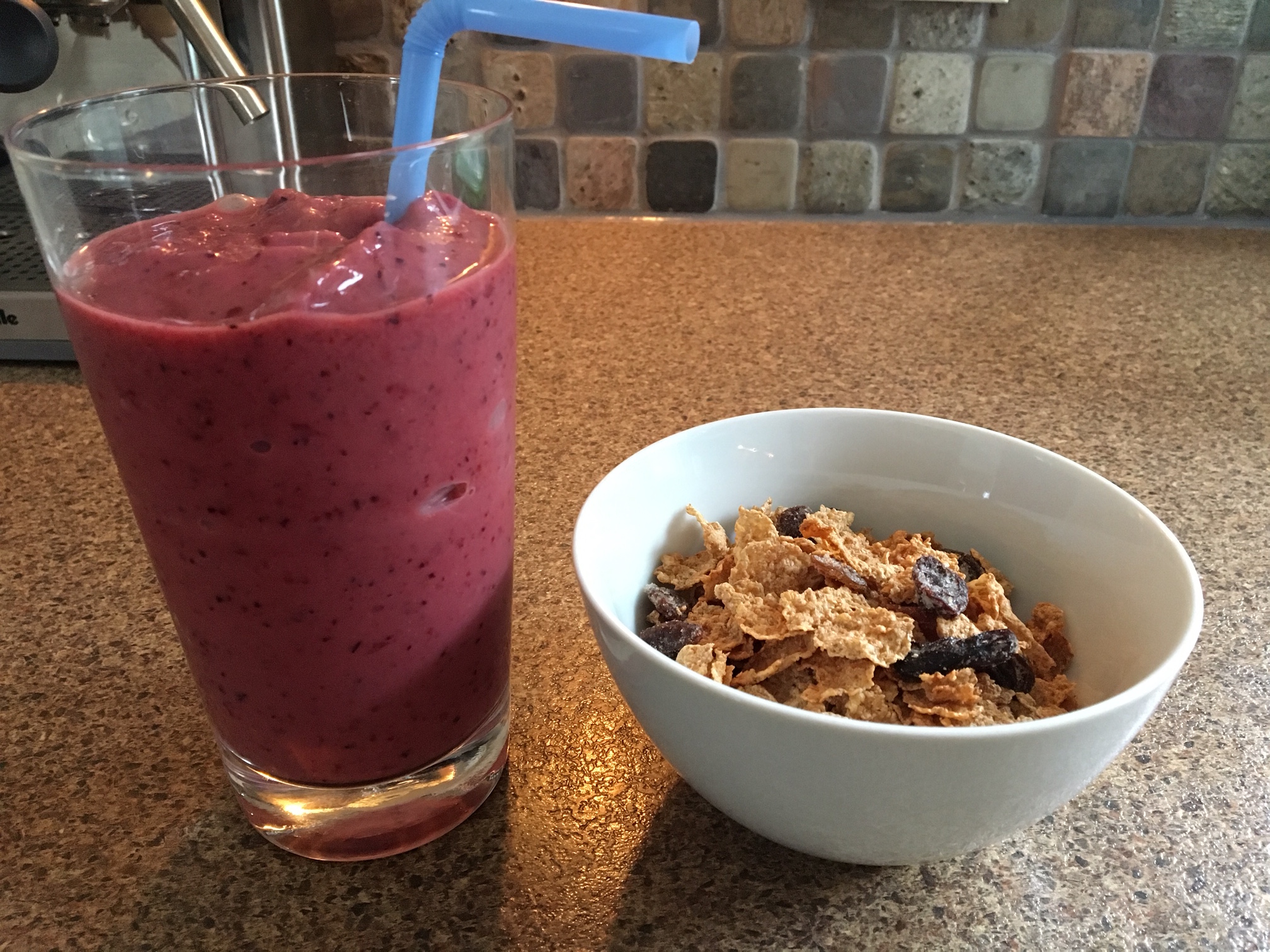 frozen smoothie and cereal