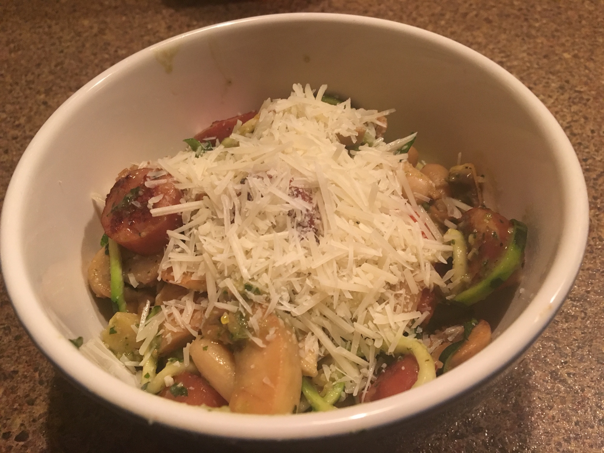 Zucchini noodles and sausage
